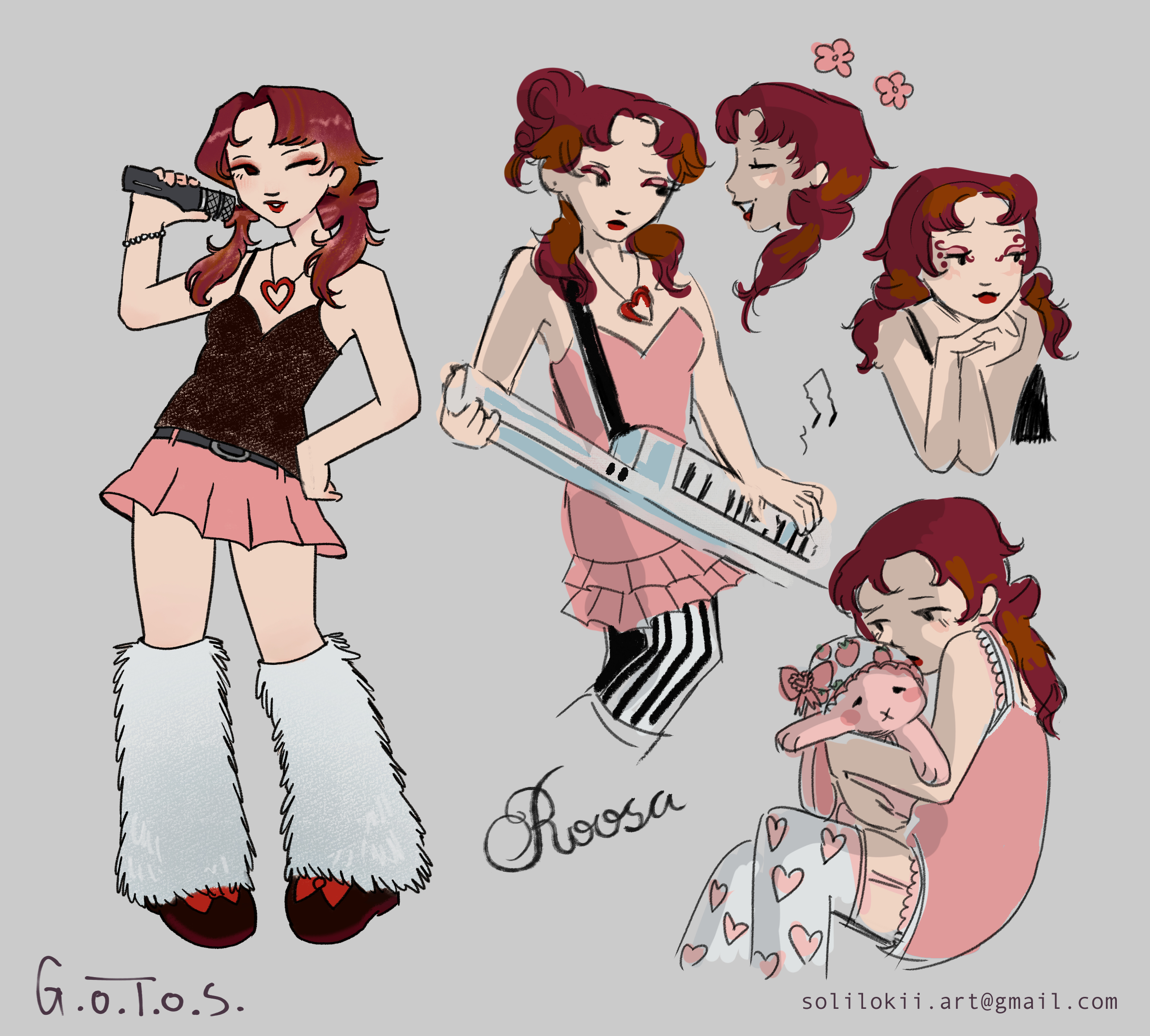 Character sheet of a singer named Roosa.